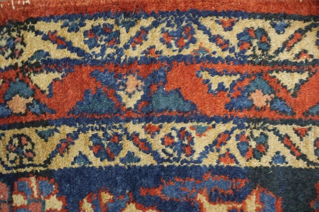 Antique Navy Blue and Pink Lilian Persian Wool Floral Rug 5x7 - 11