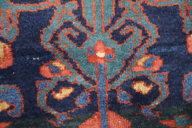 Antique Navy Blue and Pink Lilian Persian Wool Floral Rug 5x7 - 12