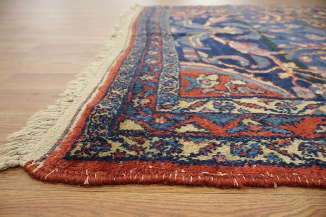 Antique Navy Blue and Pink Lilian Persian Wool Floral Rug 5x7 - 17