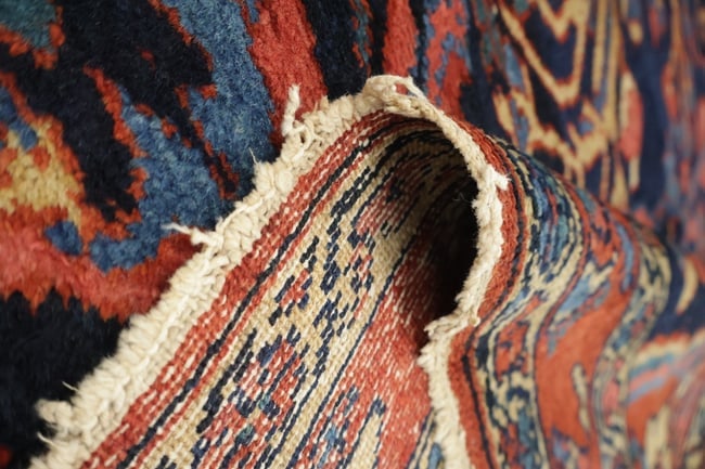 Antique Navy Blue and Pink Lilian Persian Wool Floral Rug 5x7 - 19