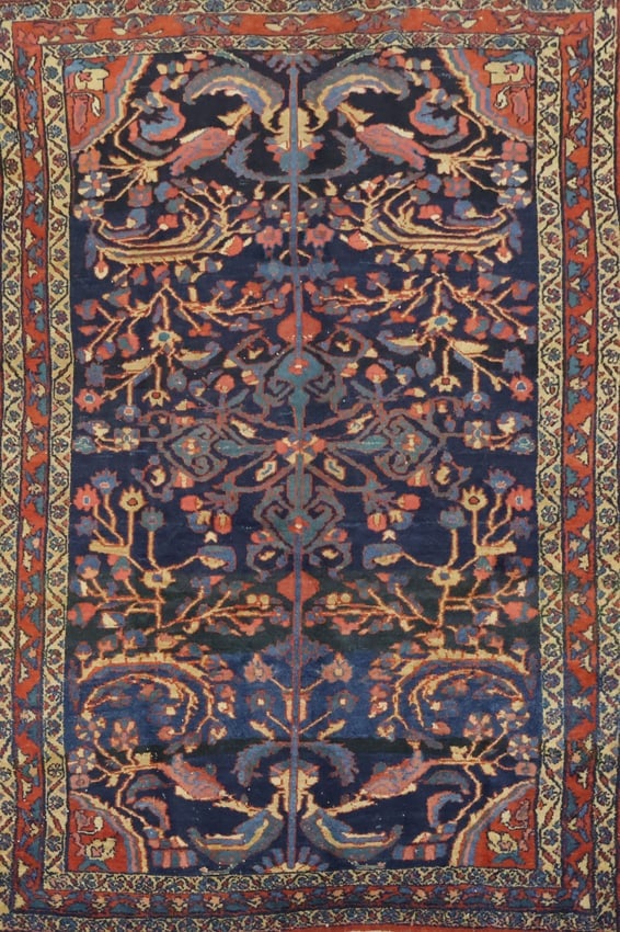 Antique Navy Blue and Pink Lilian Persian Wool Floral Rug 5x7: Title:Antique Navy Blue and Pink Lilian Persian Wool Floral Rug 5x7 Description:A Beautiful Genuine Iran ( Persia ) Lilian rug is Hand Knotted by skillful weavers in Iran ( Persia ) with