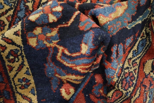 Antique Navy Blue and Pink Lilian Persian Wool Floral Rug 5x7 - 20
