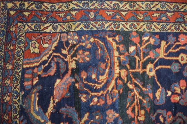 Antique Navy Blue and Pink Lilian Persian Wool Floral Rug 5x7 - 8