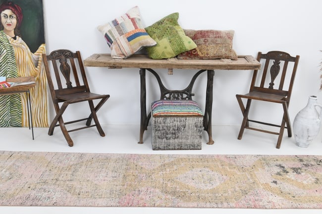 2'8'' x 11'1'' Vintage Wool Runner Rug - 5952 - 3