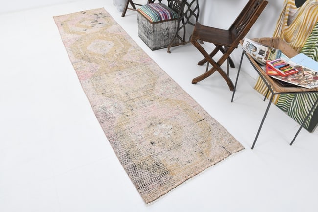 2'8'' x 11'1'' Vintage Wool Runner Rug - 5952 - 4