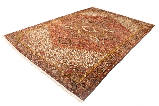 Vintage Red Geometric 11X15 Heriz Persian Rug - 4