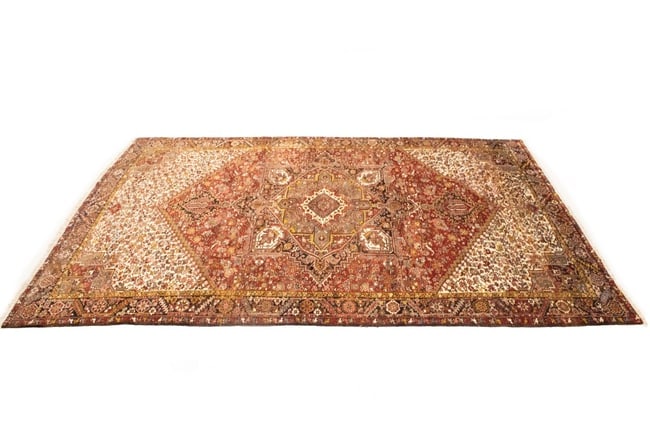 Vintage Red Geometric 11X15 Heriz Persian Rug - 5