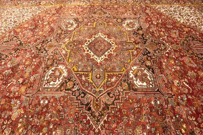 Vintage Red Geometric 11X15 Heriz Persian Rug - 8