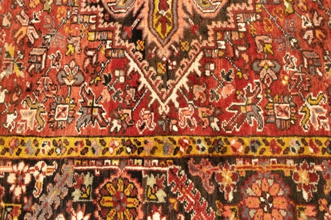 Vintage Red Geometric 11X15 Heriz Persian Rug - 9