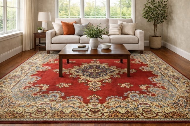 Vintage Floral Classic Red 10X13 Tabriz Persian Rug - 2