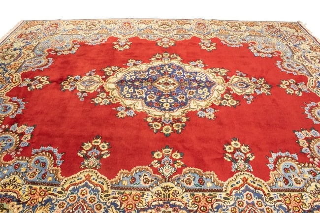 Vintage Floral Classic Red 10X13 Tabriz Persian Rug - 8