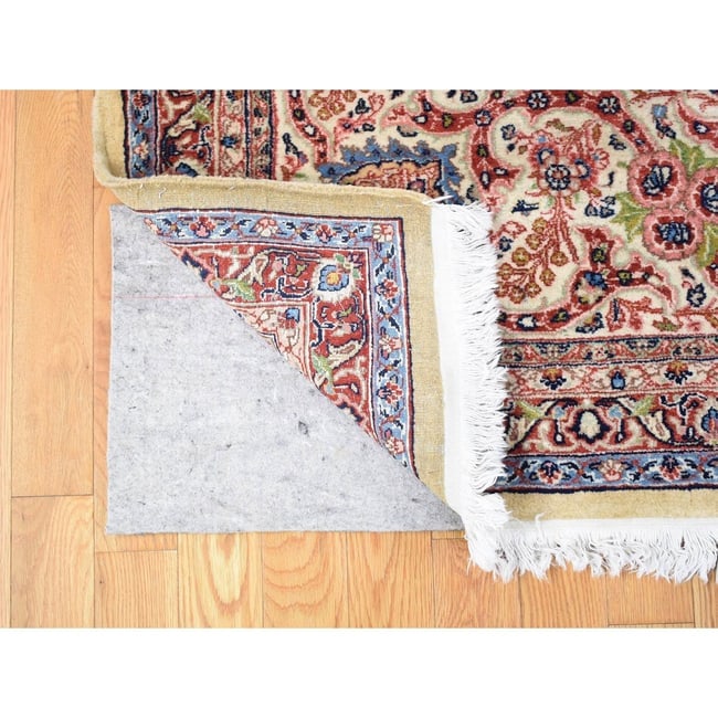 Yellow, Antique Persian Sherkat, Hand Knotted Pure Wool Oversized Rug - 4