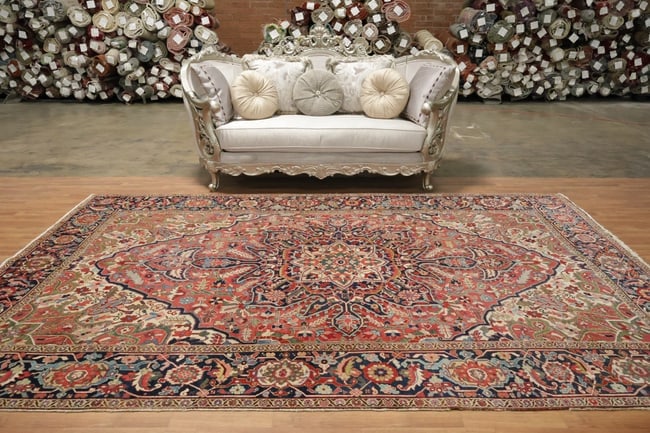 Pre-1900 Antique Heriz Serapi Persian Area Rug 8x12 - 4
