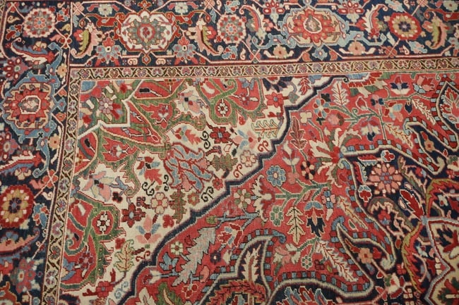 Pre-1900 Antique Heriz Serapi Persian Area Rug 8x12 - 9