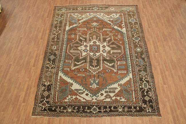 Antique Vegetable Dye Heriz Serapi Persian Area Rug 10x13 - 3