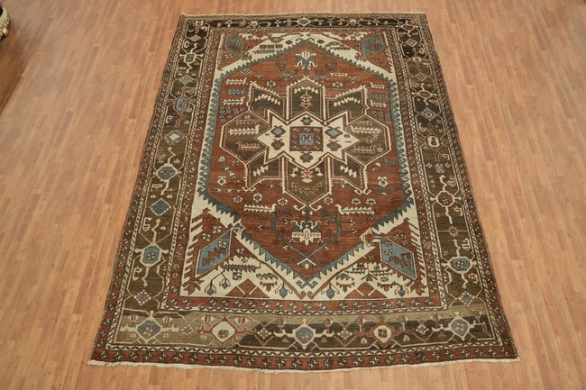 Antique Vegetable Dye Heriz Serapi Persian Area Rug 10x13 - 5