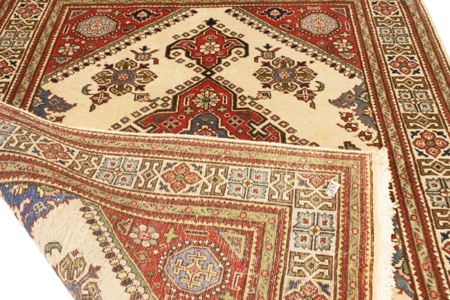 Semi Antique Floral Cream 4'8X6'3 Tabriz Persian Rug - 16