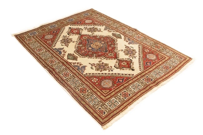 Semi Antique Floral Cream 4'8X6'3 Tabriz Persian Rug - 4