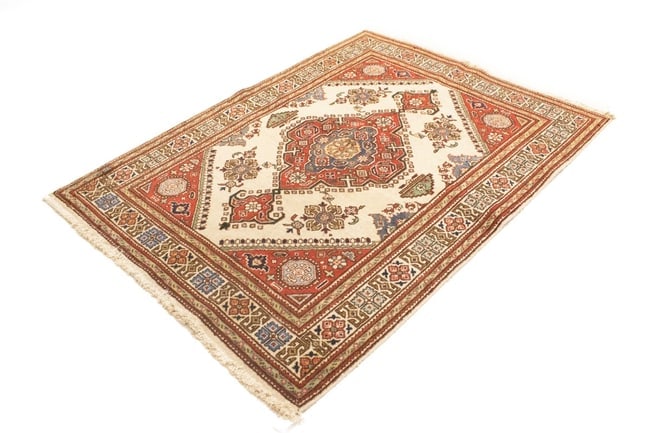 Semi Antique Floral Cream 4'8X6'3 Tabriz Persian Rug - 6