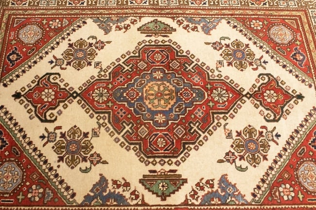 Semi Antique Floral Cream 4'8X6'3 Tabriz Persian Rug - 8