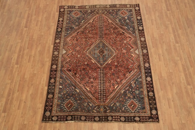 Antique Vegetable Dye Qashqai Persian Area Rug 7x10 - 2