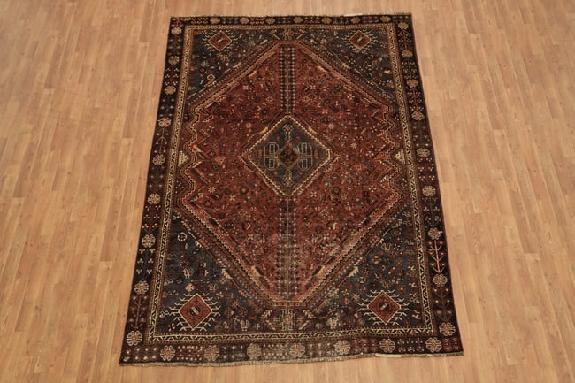 Antique Vegetable Dye Qashqai Persian Area Rug 7x10 - 4