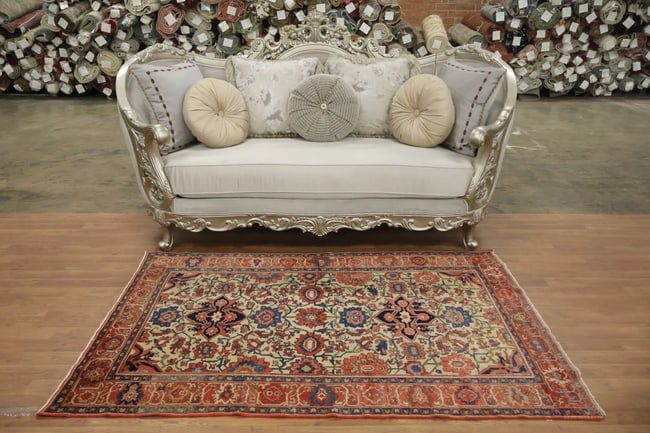 Pre-1900 Antique Vegetable Dye Sarouk Farahan Persian Rug 4x6 - 4