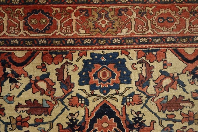 Pre-1900 Antique Vegetable Dye Sarouk Farahan Persian Rug 4x6 - 9