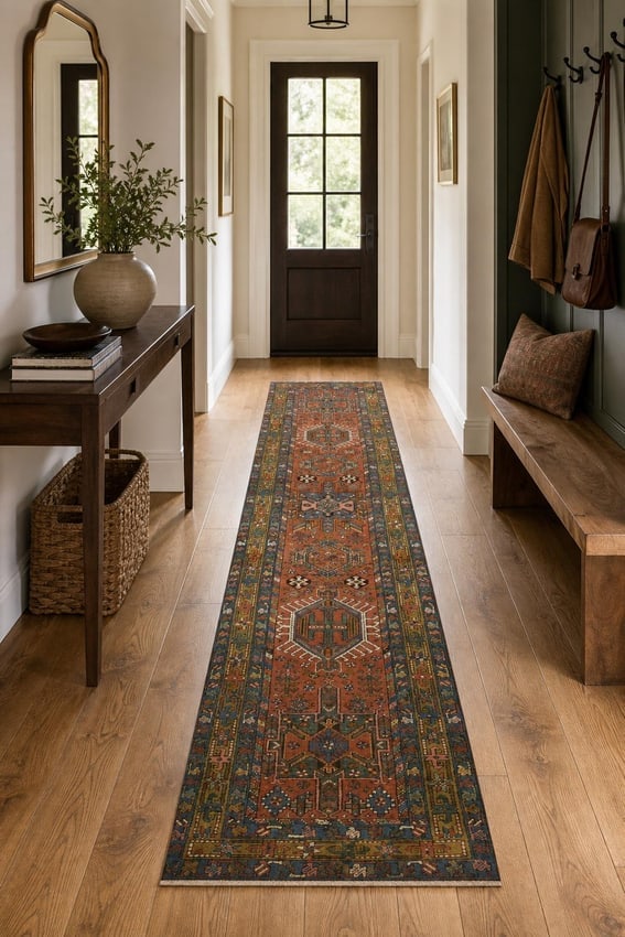 Antique Heriz Serapi Persian Runner Wool Rug 3x13 - 2