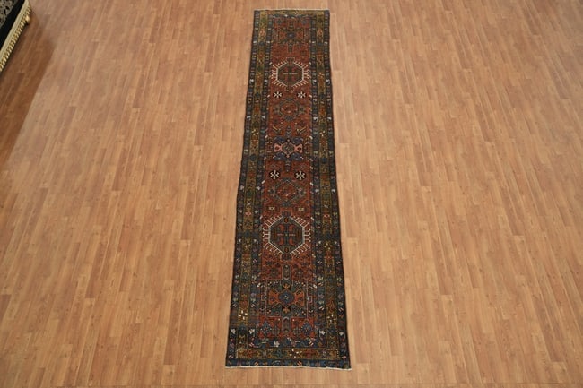 Antique Heriz Serapi Persian Runner Wool Rug 3x13 - 5