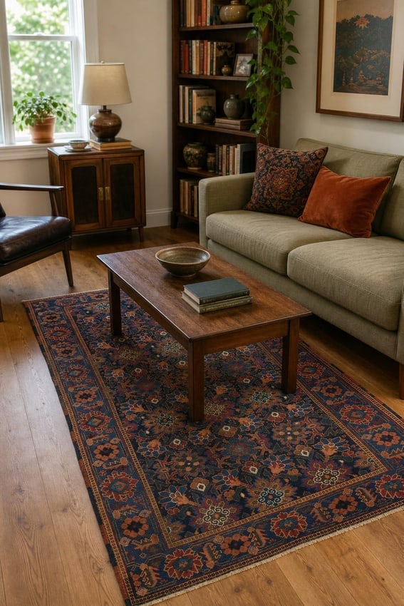 Blue Antique Balouch Persian Wool Rug 4x7: Title:Blue Antique Balouch Persian Wool Rug 4x7 Description:A Beautiful Genuine Iran ( Persia ) Balouch rug is Hand Knotted by skillful weavers in Iran ( Persia ) with