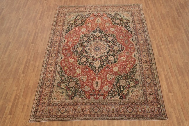 Pre-1900 Antique Vegetable Dye Tabriz Haj Jalili Persian Wool Area Rug 9x13 - 3