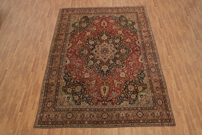Pre-1900 Antique Vegetable Dye Tabriz Haj Jalili Persian Wool Area Rug 9x13 - 5