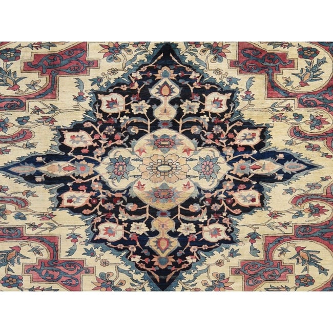 Red Antique Lavar Kerman Medallion Wool Hand Knotted Oriental Rug - 9