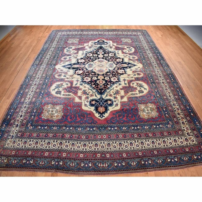 Red Antique Lavar Kerman Medallion Wool Hand Knotted Oriental Rug - 2