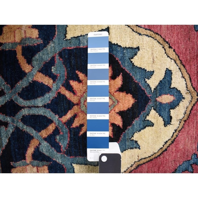 Red Antique Lavar Kerman Medallion Wool Hand Knotted Oriental Rug - 8
