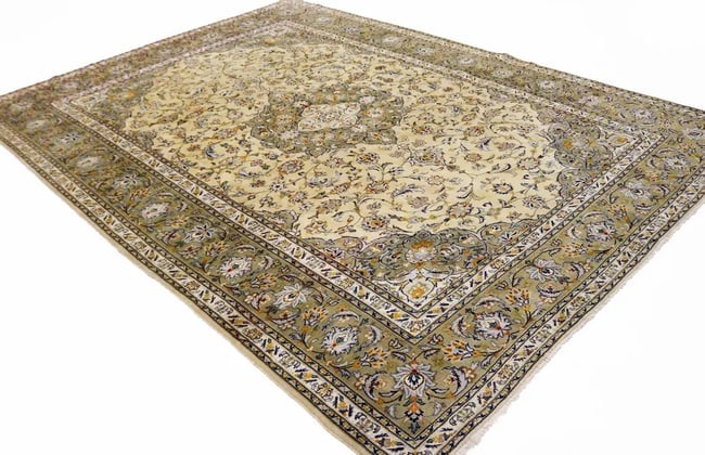 Vintage Beige Traditional 8X11 Kashan Persian Rug - 4