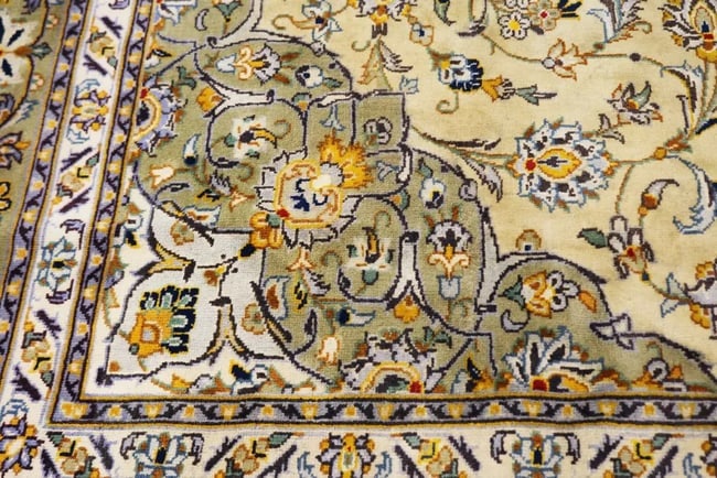 Vintage Beige Traditional 8X11 Kashan Persian Rug - 9