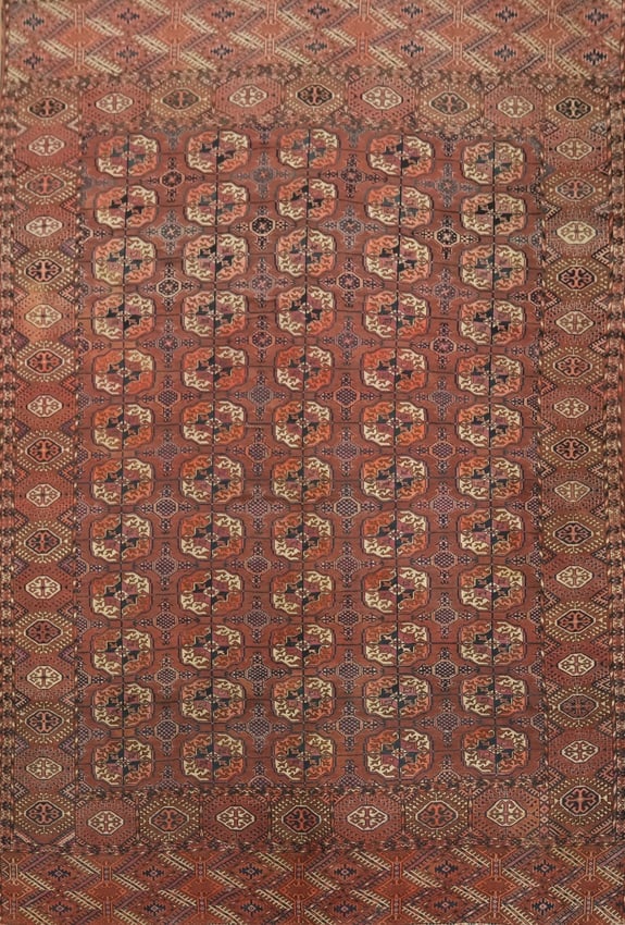 Antique Turkoman Oriental Tribal Wool Area Rug 7x10: Title:Antique Turkoman Oriental Tribal Wool Area Rug 7x10 Description:A Beautiful Genuine Iran ( Persia ) Turkoman rug is Hand Knotted by skillful weavers in Iran ( Persia ) with