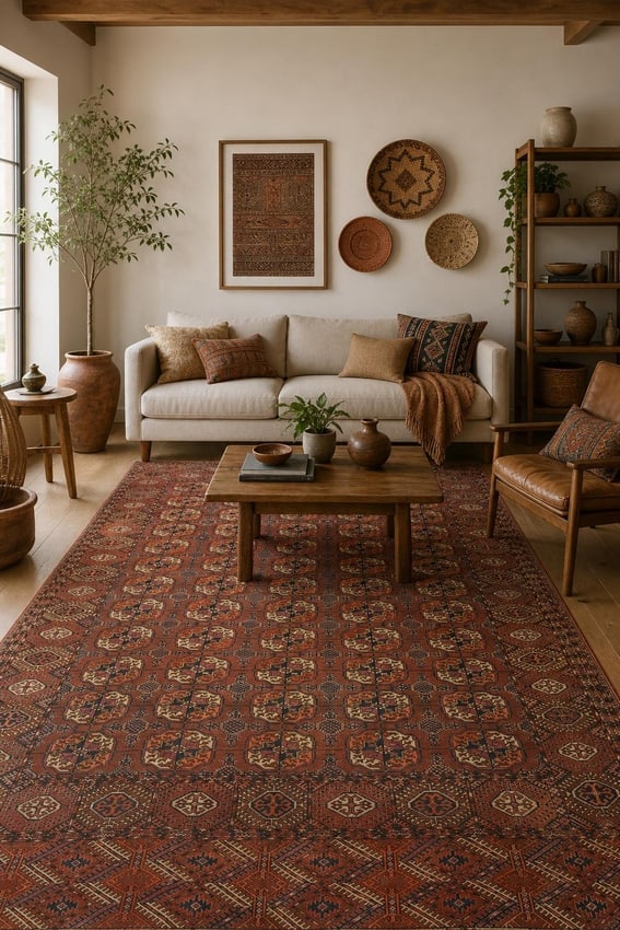 Antique Turkoman Oriental Tribal Wool Area Rug 7x10 - 2