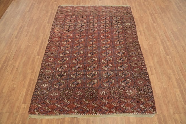 Antique Turkoman Oriental Tribal Wool Area Rug 7x10 - 3