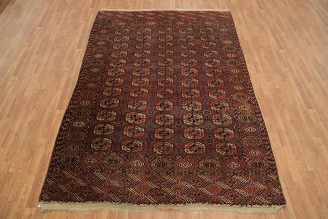 Antique Turkoman Oriental Tribal Wool Area Rug 7x10 - 5