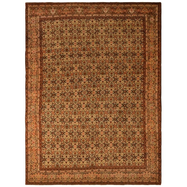 Brown Antique Persian with Fish Tabriz Design Hand Knotted Wool Rug: Title: Brown Antique Persian with Fish Tabriz Design Hand Knotted Wool Rug Description:This is a truly genuine one-of-a-kind. It has been Knotted for months and months in the centuries-old weaving cra