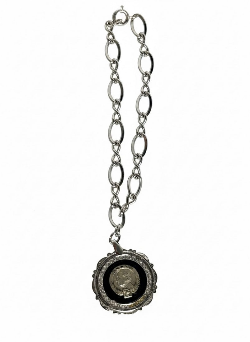 Vintage Sterling Silver Coin Pendant Bracelet (1 of 3)