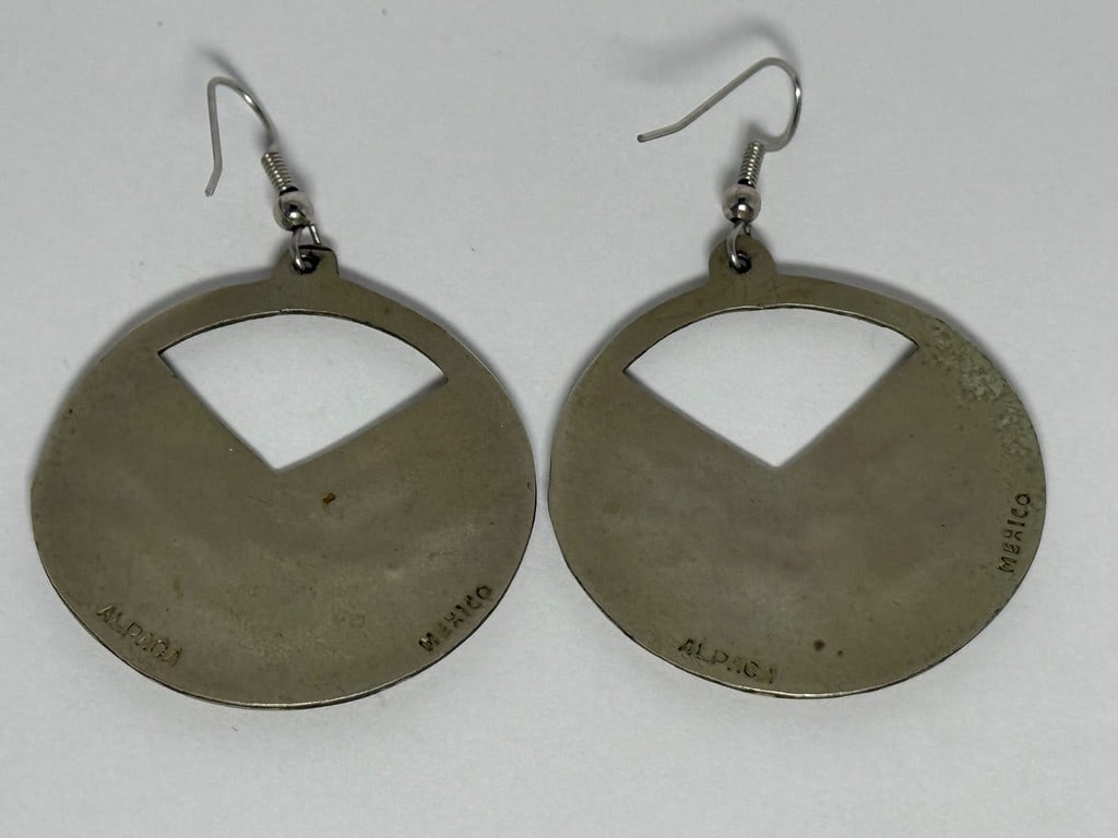 Alpaca Silver and Abalone Inlay Drop Earrings - 3