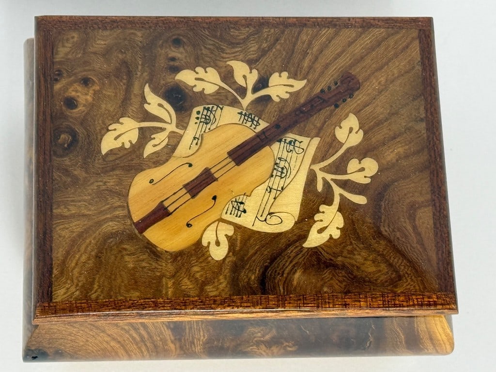 Italian Inlaid Wood Musical Jewelry Box, "Isle of Capri" - 2