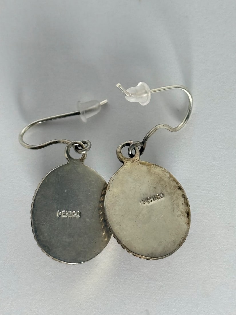 Sterling Silver and Carnelian Stone Drop Earrings, Mexico - 2