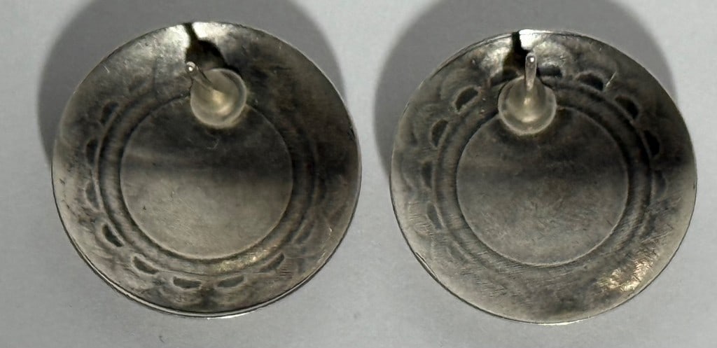 Sterling Silver Domed Disc Earrings - 2