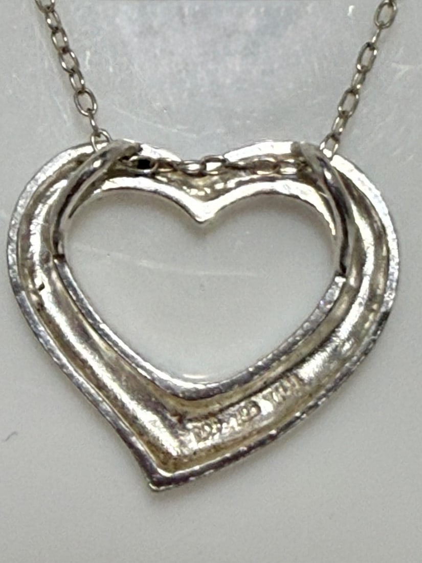 Sterling Silver Open Heart Pendant Necklace - 3