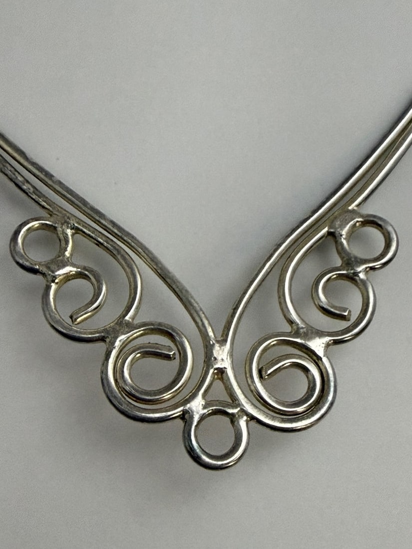Sterling Silver Scrollwork Choker Necklace - 2